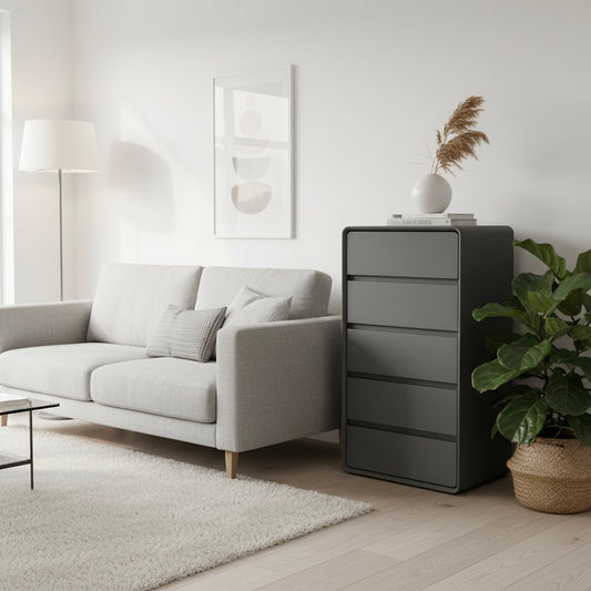 Curve Leather Five-Drawer Chest
