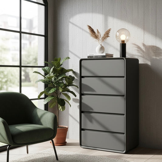 Curve Leather Five-Drawer Chest